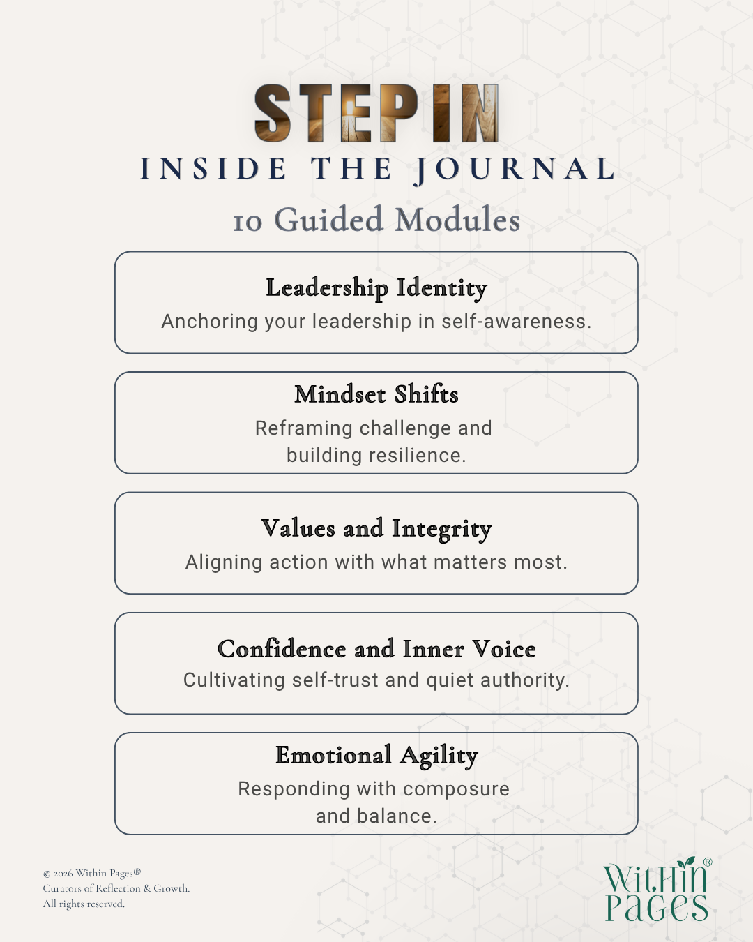 Step In: A Journal for the Leader you are Becoming
