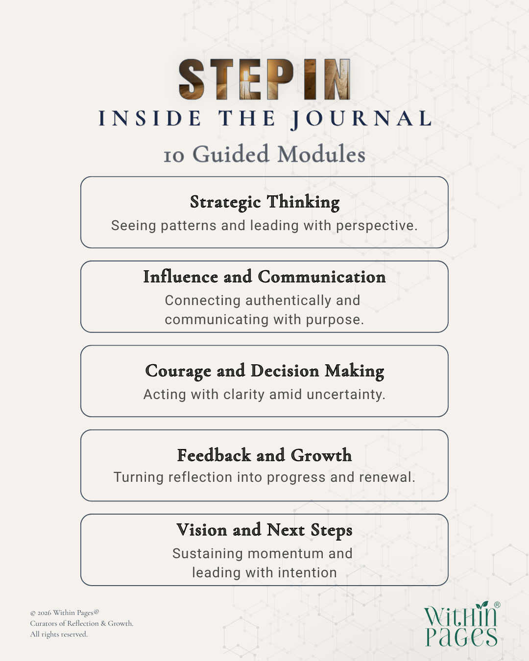 Step In: A Journal for the Leader you are Becoming